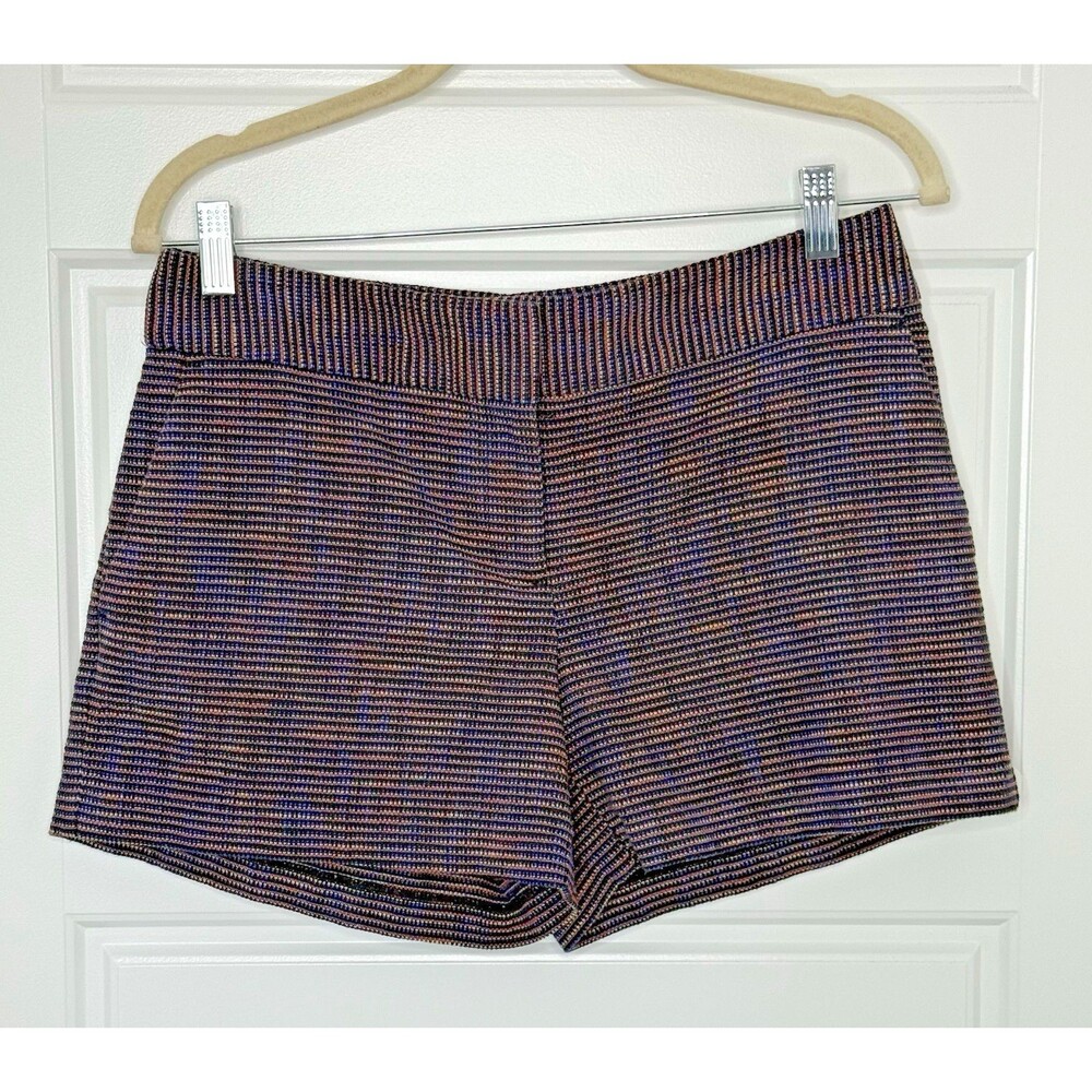 Ann Taylor LOFT Womens 4 Riviera Short Blue Black Mid Rise Cotton Blend